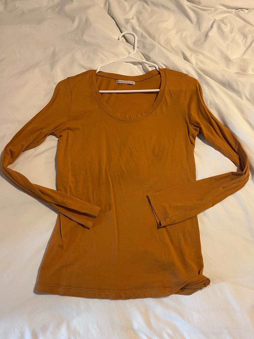 Active Basic Long Sleeve Scoop Neck Top in Mustard